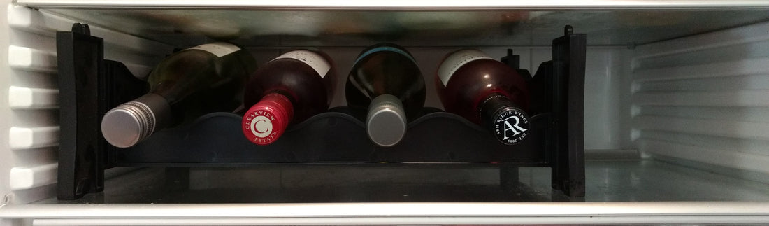 Winerax 4 module unit (1 x WRXrail & 1 x WRXside) assembled & placed on a shelf in a fridge