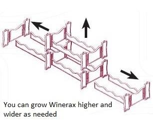 Winerax is a modular wine rack system and can expand in all directions as seen here.